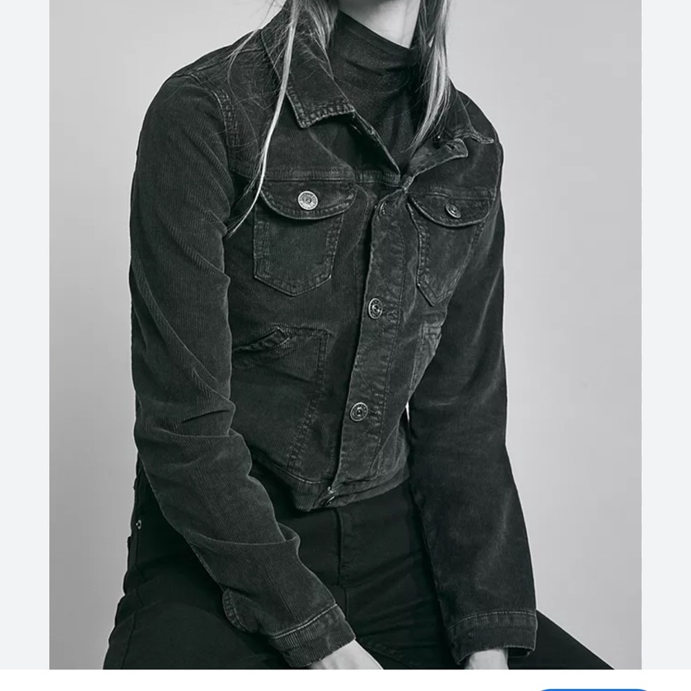 Urban Outfitters BDG Cord Shrunken Western Jacket Washed Black Cropped-Small
